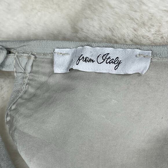 🔥100% Silk From Italy Gray Blouse Sheer Lace Coquette Feminine Girly Quiet Luxe - Picture 10 of 14